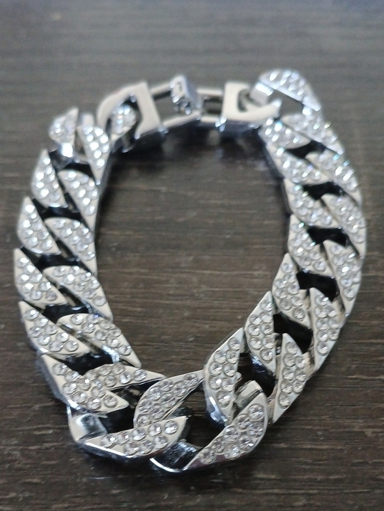 Other - Rhinestone Pavé Silver-Tone Curb Link Bracelet